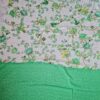 Sari indiano viscose com estampa floral verde e branco