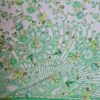Sari indiano viscose com estampa floral verde e branco