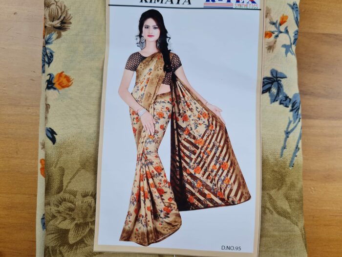 saree bege floral