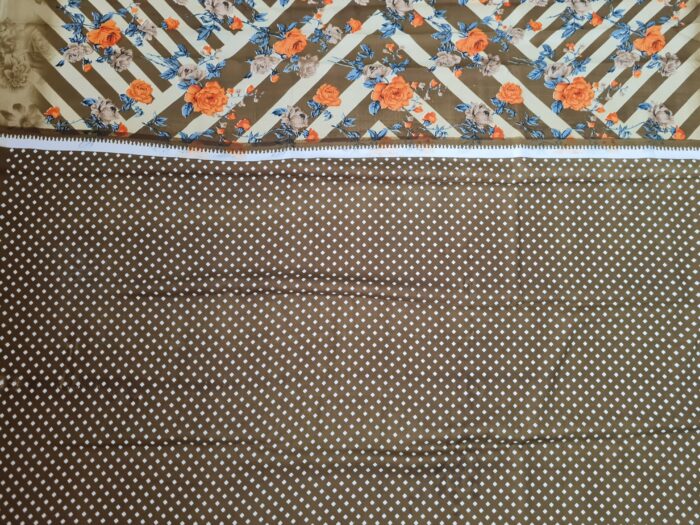 Sari indiano viscose com estampa floral bege e color