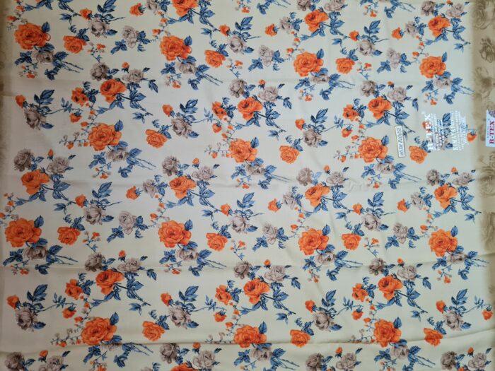 Sari indiano viscose com estampa floral bege e color