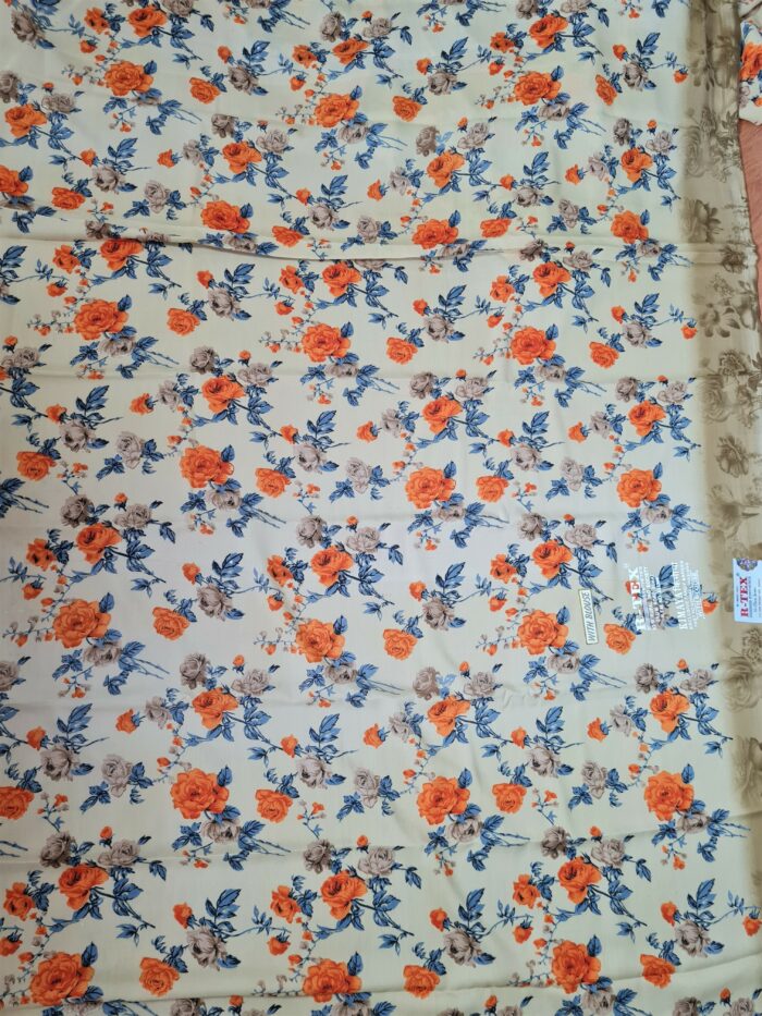 Sari indiano viscose com estampa floral bege e color
