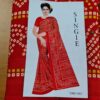 Sari indiano viscose com estampa arabescos e floral vermelho e color