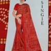 Sari indiano viscose com estampa arabescos e floral vermelho e color