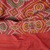 Sari indiano viscose com estampa arabescos e floral vermelho e color