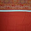 Sari indiano viscose com estampa arabescos e floral vermelho e color