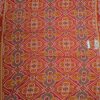Sari indiano viscose com estampa arabescos e floral vermelho e color