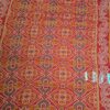Sari indiano viscose com estampa arabescos e floral vermelho e color