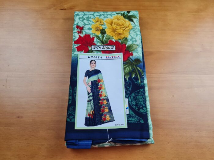 sari indiano floral verde e colorido