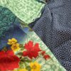 Sari indiano viscose com estampa floral verde e colorido