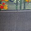 Sari indiano viscose com estampa floral verde e colorido