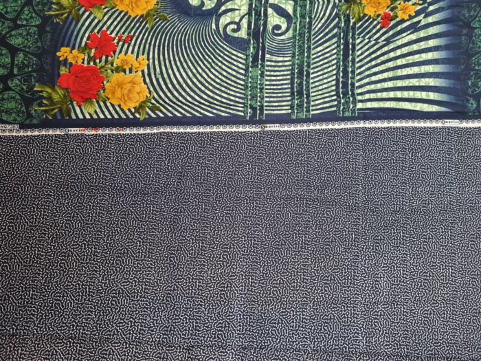 Sari indiano viscose com estampa floral verde e colorido