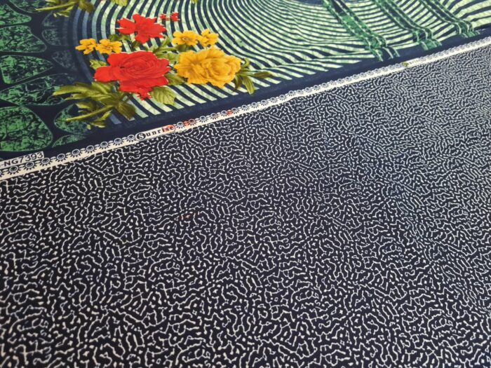 Sari indiano viscose com estampa floral verde e colorido