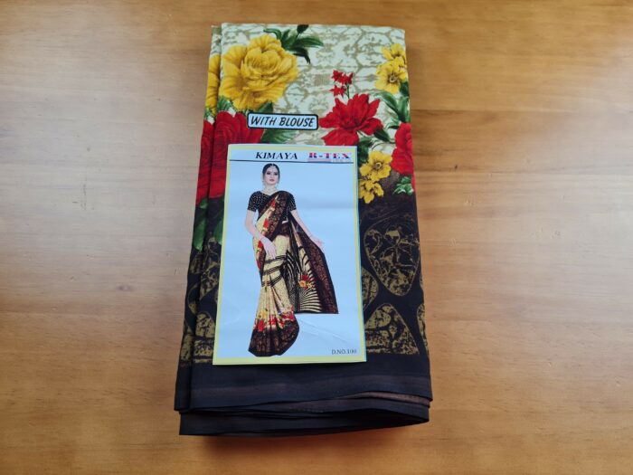 saree indiano floral marrom e color
