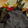 Sari indiano viscose com estampa floral marrom e colorido