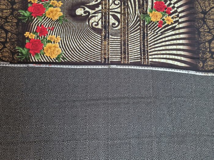 Sari indiano viscose com estampa floral marrom e colorido
