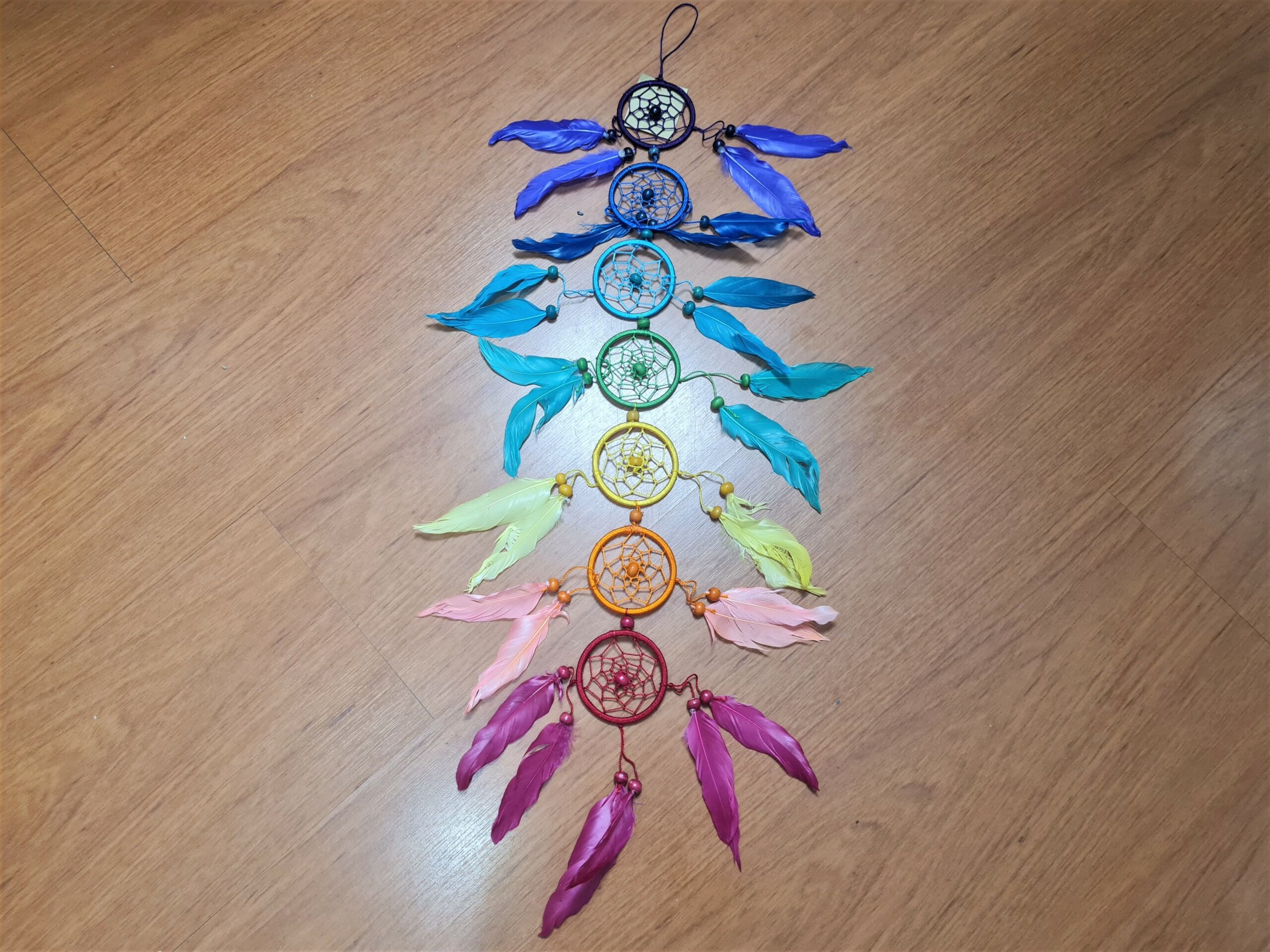 filtro dos sonhos 7 chakras com penas
