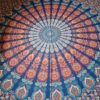 colcha indiana de algodão com mandala, cores laranja e azul