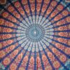 Colcha indiana ou painel decorativo Mandala Azul e Coral