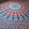 Colcha indiana ou painel decorativo Mandala Azul e Coral