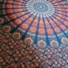 Colcha indiana ou painel decorativo Mandala Azul e Coral
