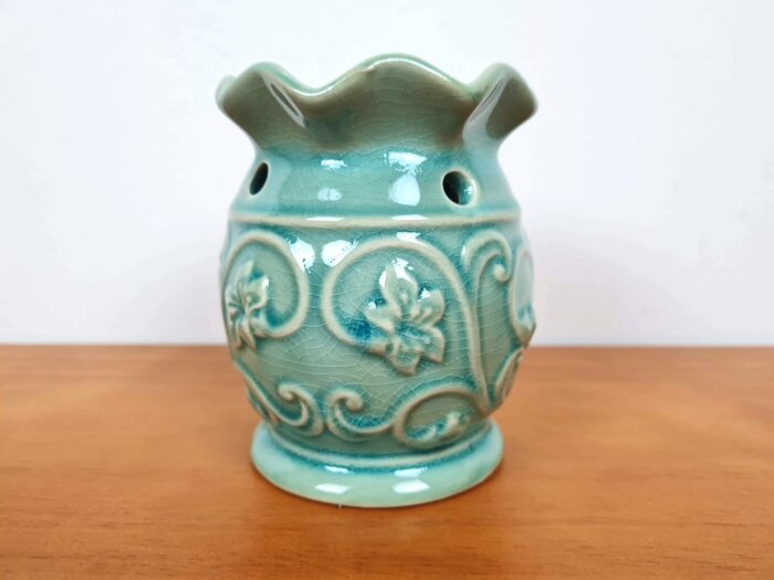 Rechaud Difusor a base de vela com Floral azul turquesa