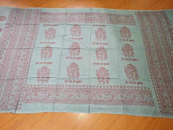 Chadar indiano de Ganesha com mantras, cor azul acizentado