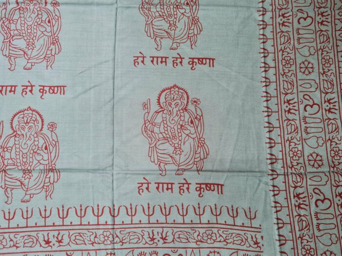 Chadar indiano (manto de oração) de Ganesha e mantras azul cinzento
