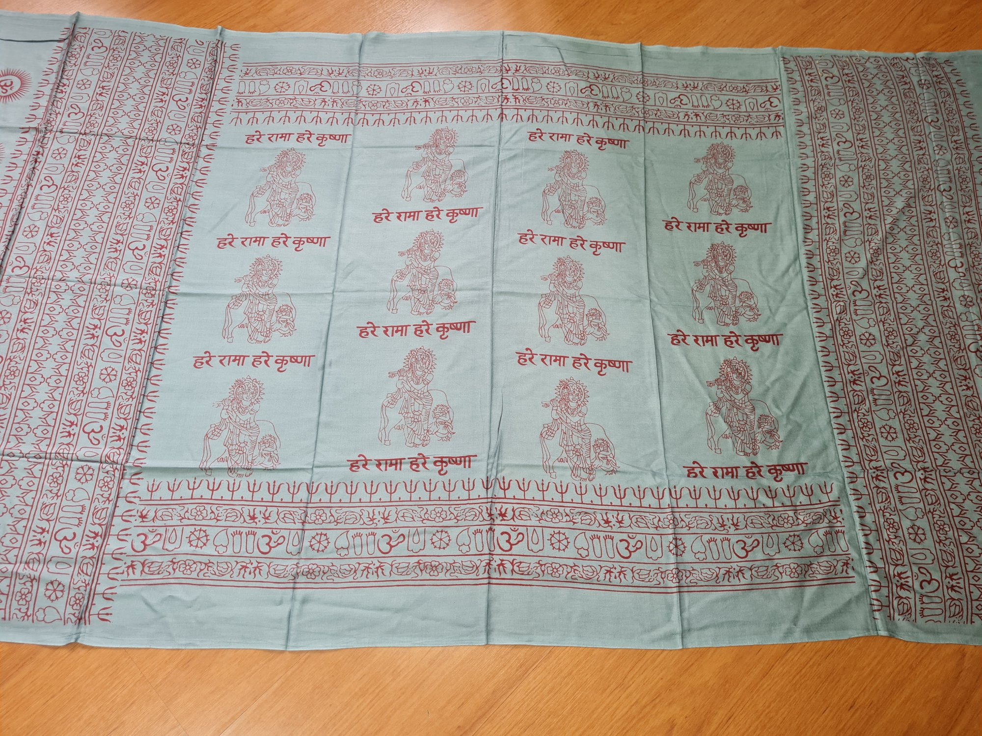 Chadar indiano de Krishna, de viscose com algodão, azul cinzento