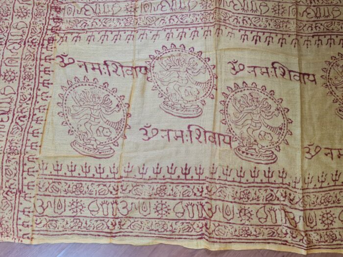Chadar indiano (manto de oração) de Shiva Nataraja amarelo 120cm