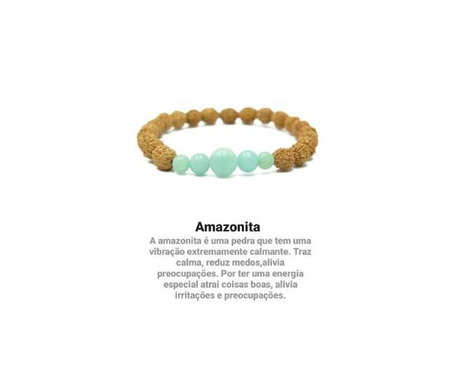 pulseira de rudraksha com amazonita da Aum Bali