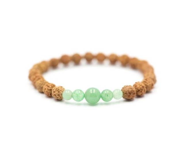 pulseira de Rudraksha com pedras Aventurina verde