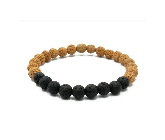 pulseira de Rudrakshas com pedras Lava