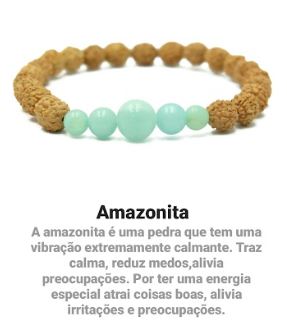 pulseira de Rudrakshas com amazonitas benefícios da pedra