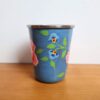 Copo indiano de inox pintado a mão floral