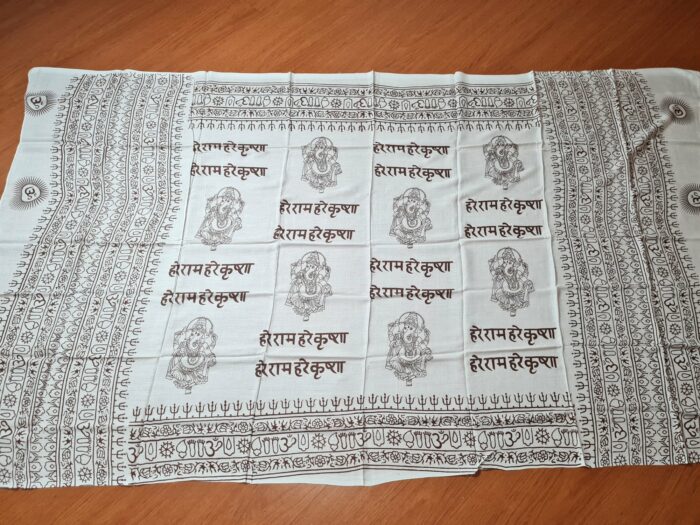 chadar de oração de Ganesha off white e marrom