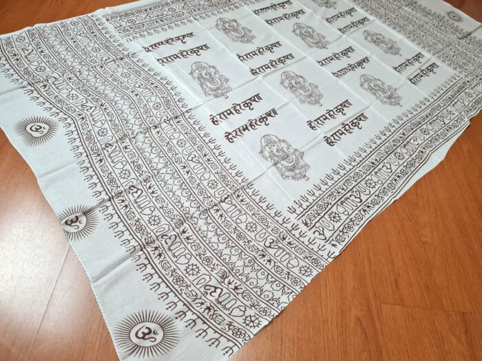 Chadar indiano (manto de oração) de Ganesha Off white