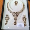 Conjunto completo de semi joia clássica indiana floral rubi strass