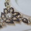 Conjunto completo de semi joia clássica indiana floral rubi strass