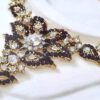 Conjunto completo de semi joia clássica indiana floral rubi strass