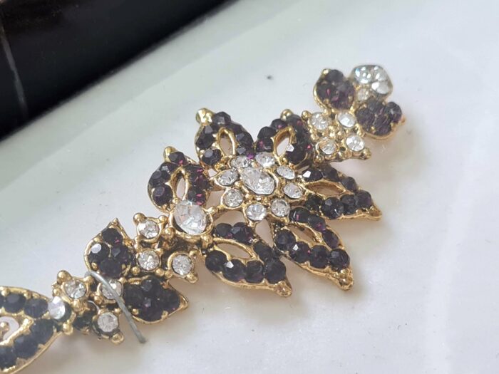 Conjunto completo de semi joia clássica indiana floral rubi strass