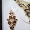 Conjunto completo de semi joia clássica indiana floral rubi strass