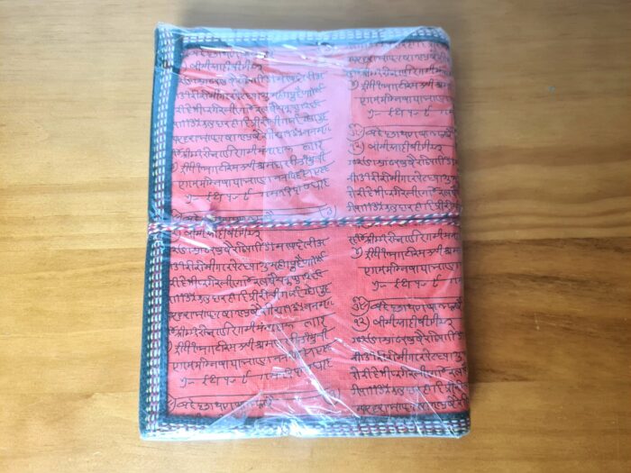 Caderno indiano artesanal estampa de elefante 19x14cm coral