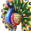 Pavão indiano de madeira com pintura colorida e dourada 9 cm