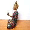 Estátua de Buda metal brass com pedras naturais embutidas 17 cm