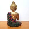 Estátua de Buda metal brass com pedras naturais embutidas 17 cm