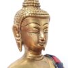 Estátua de Buda metal brass com pedras naturais embutidas 17 cm