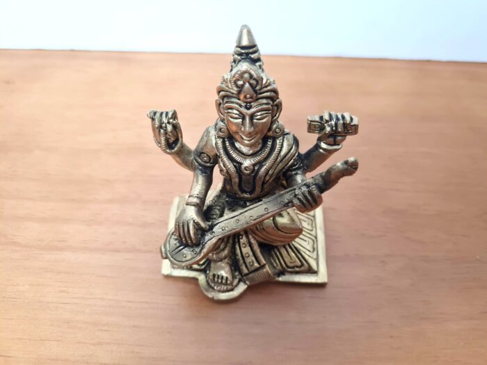 20230103_201306 Estátua da Deusa Saraswati em metal 11cm
