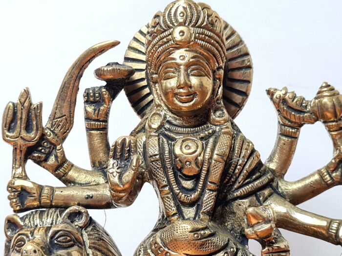 Deusa hindu Durga de brass (14 cm de altura)