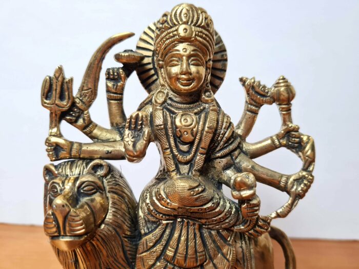 Deusa hindu Durga de brass (14 cm de altura)